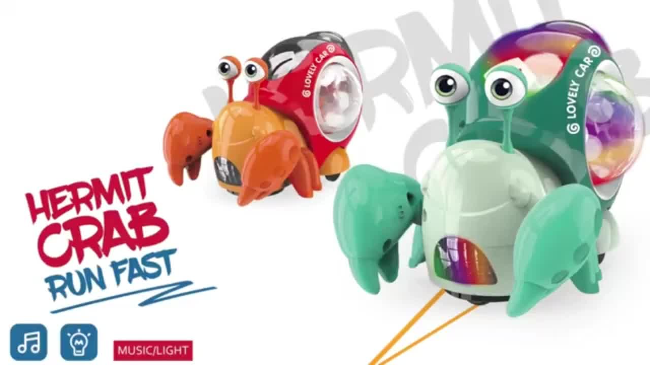 REDFIRE TOYS MAINAN EDUKASI ANAK HEWAN ANIMAL GEAR HERMIT CRAB KEPITING MUSIK LAMPU 3D