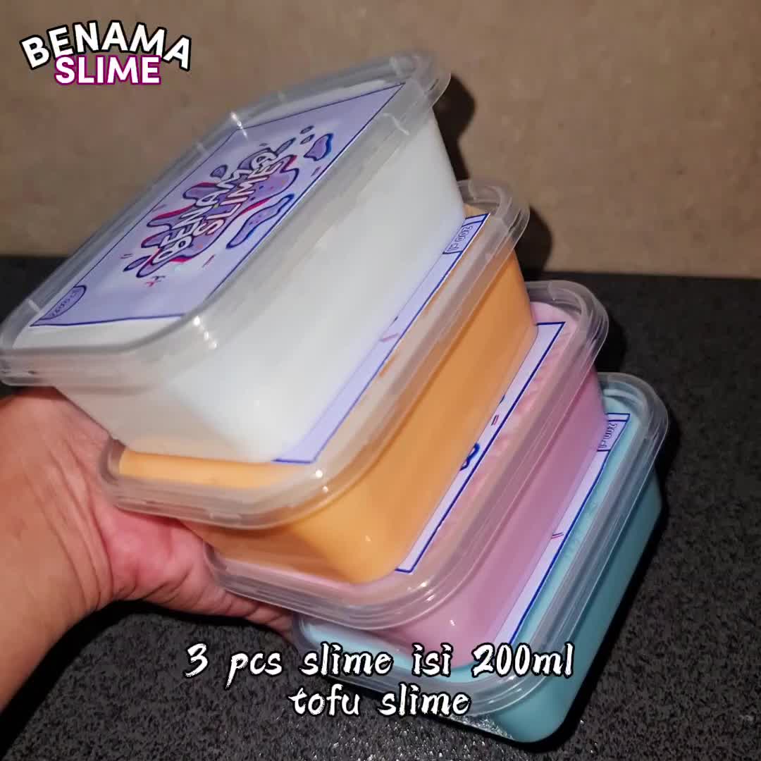 TERMURAH!! Tofu slime isi 200ml x 3 pcs by Benama Slime [FREE ACTIVATOR] mainan Anak-anak