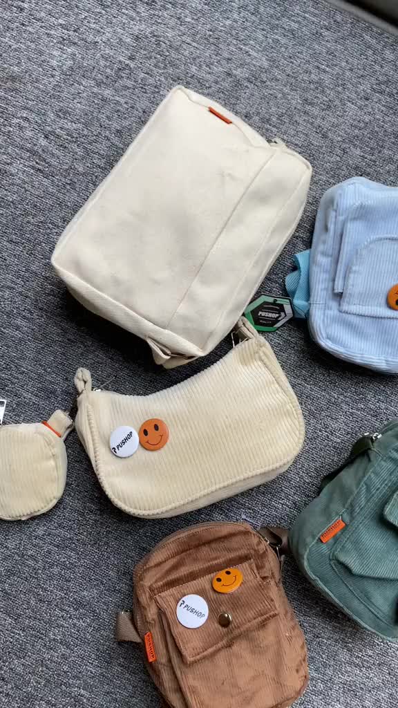 PushopAuthentic - Beli 1 Dapat 2 Tas selempang casual - Paket Canvas Corduroy