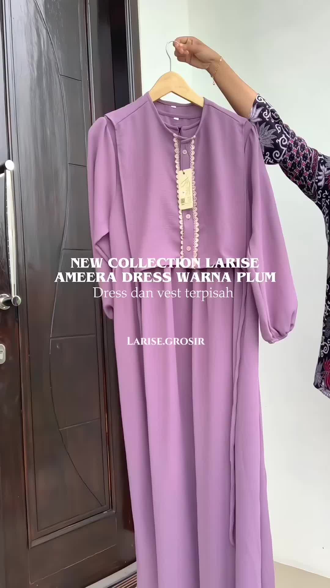 Ameera Dress Set Rompi - Gamis Lebaran Korean Style Kekinian