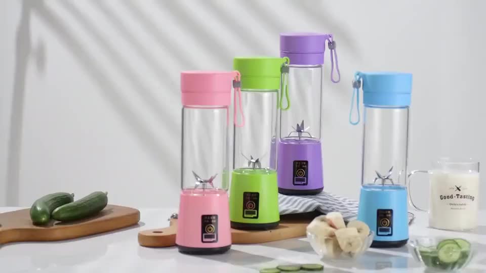 Tomoji Blender Portable 400ml - Blender Mini Minuman BPA Free dengan Baterai 2000mAh & Powerbank - Mudah Dibersihkan & Fast Charging - Ungu Hijau Pink Biru