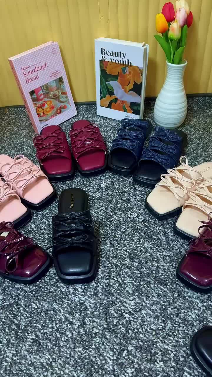 Sendal RENATA Sandal Flat Kekinian Sandal Slop Pita Sendal Cewek Platform 3cm Empuk