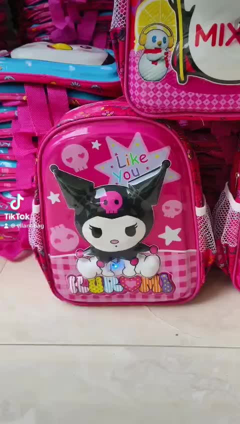 VILANO TAS SEKOLAH ANAK KARAKTER 3D BERLED LAMPU Fashion Sd TK Paud Tas Punggung Perempuan Laki-laki Waterproof