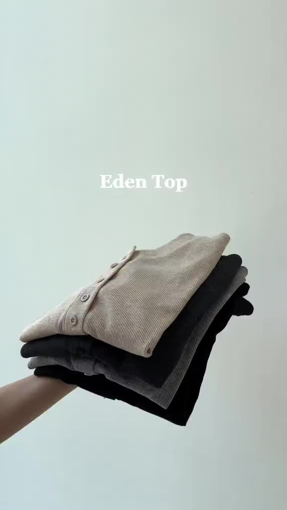 Rora - Eden Top | Button-Up Top | Rib Top | Basic T-Shirt Atasan Wanita Kancing Casual Polos Baju