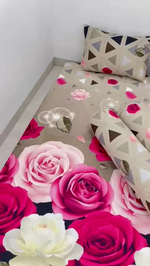 SPREI MOTIF TULIP ADEM BERKUALITAS PREMIUM SET 2 SARUNG BANTAL 2 SARUNG GULING Karet Tali