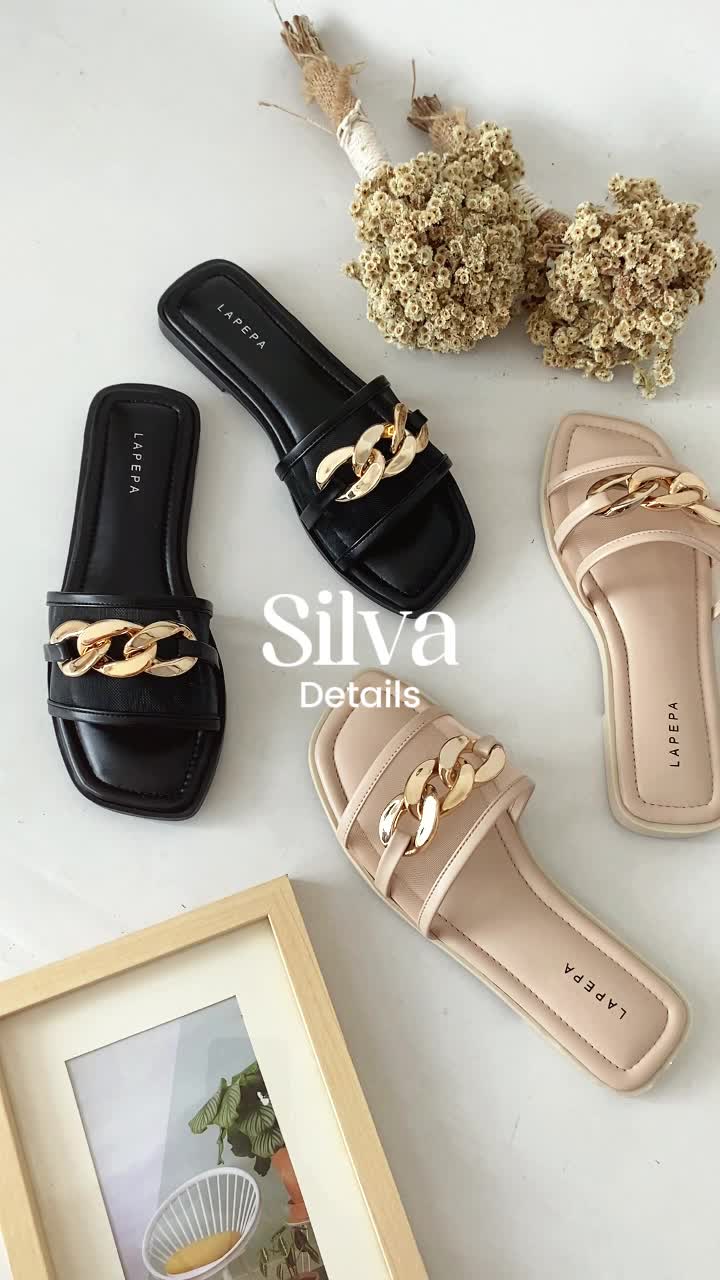 LAPEPA STORE - SILVA Cream Sandal Teplek Selop Wanita | sendal flat teplek hak rendah cewek kekinian warna krem terbaru official mall yuk beli sendal lokal kualitas import korea