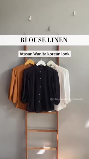ATASAN DAN BLOUSE LINEN KOREAN LOOK ATASAN WANITA TERBARU Kancing Casual Cewek Formal Karet Nyaman