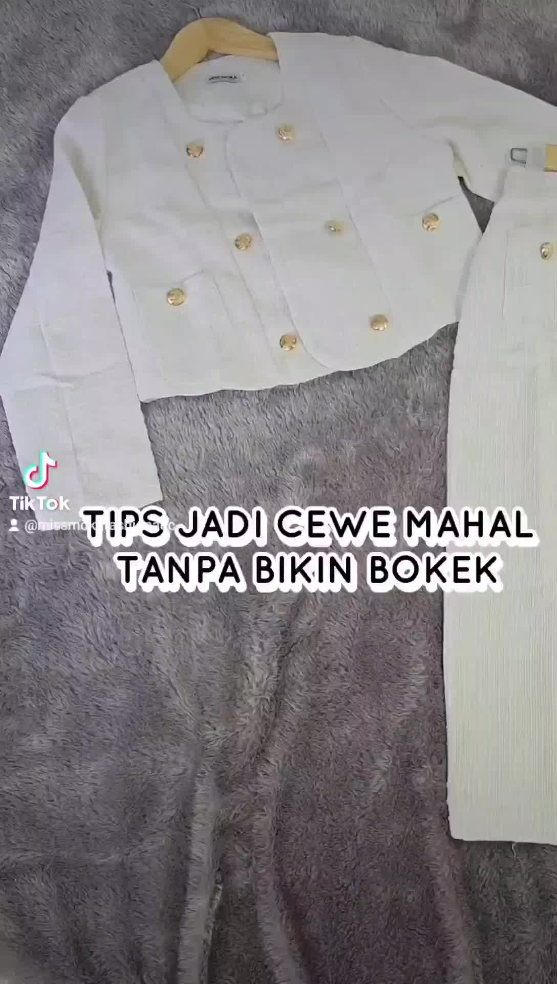 MissMoka Ellora Set Setelan Tweed Blazer dan Rok Midi Slit Sepan