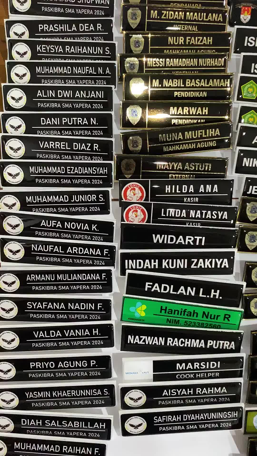 Name Tag Nama Dada Magnet Peniti Kuningan & Akrilik Resin - Satpam ,Guru, Dokter Perawat Bidan Apoteker Karyawan