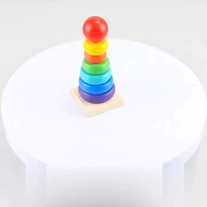 TokoYOyo Mainan Anak Ring Donat Susun Kayu Edukasi Puzzle Tower Donut Wooden Kid Toys