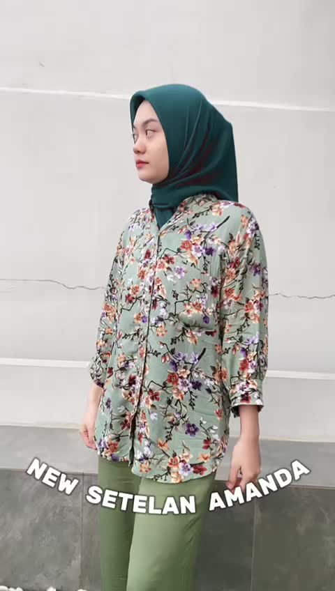 VIDYA - Setelan Amanda 3970 - Set Wanita - Bawahan Polos - Atasan Kerah Sanghai