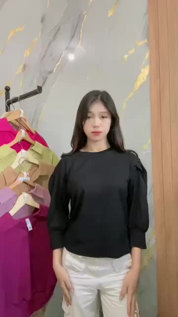 QUEENARA - Atasan Wanita Lengan 3/4/ Rampel/ Blouse Balon Bahan catton combed 30s