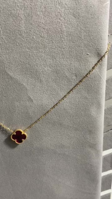 Kalung Titanium Klover Warna Redblack Anti Karat dan Anti Luntur Anak Elegan Dewasa