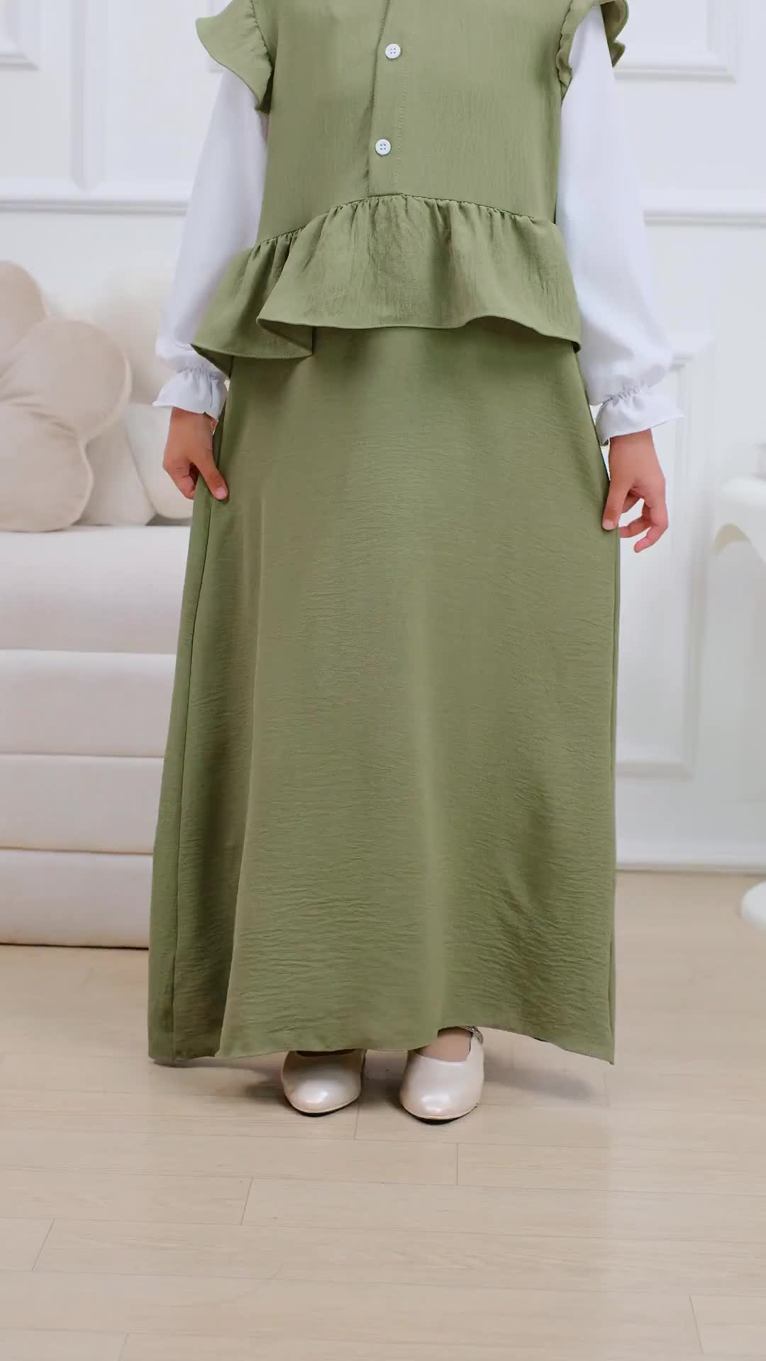 Qilbee - Gamis Aulia Anak Perempuan Umur 2 Sampai 12 Tahun Bahan Premium Crinkle Tidak Panas