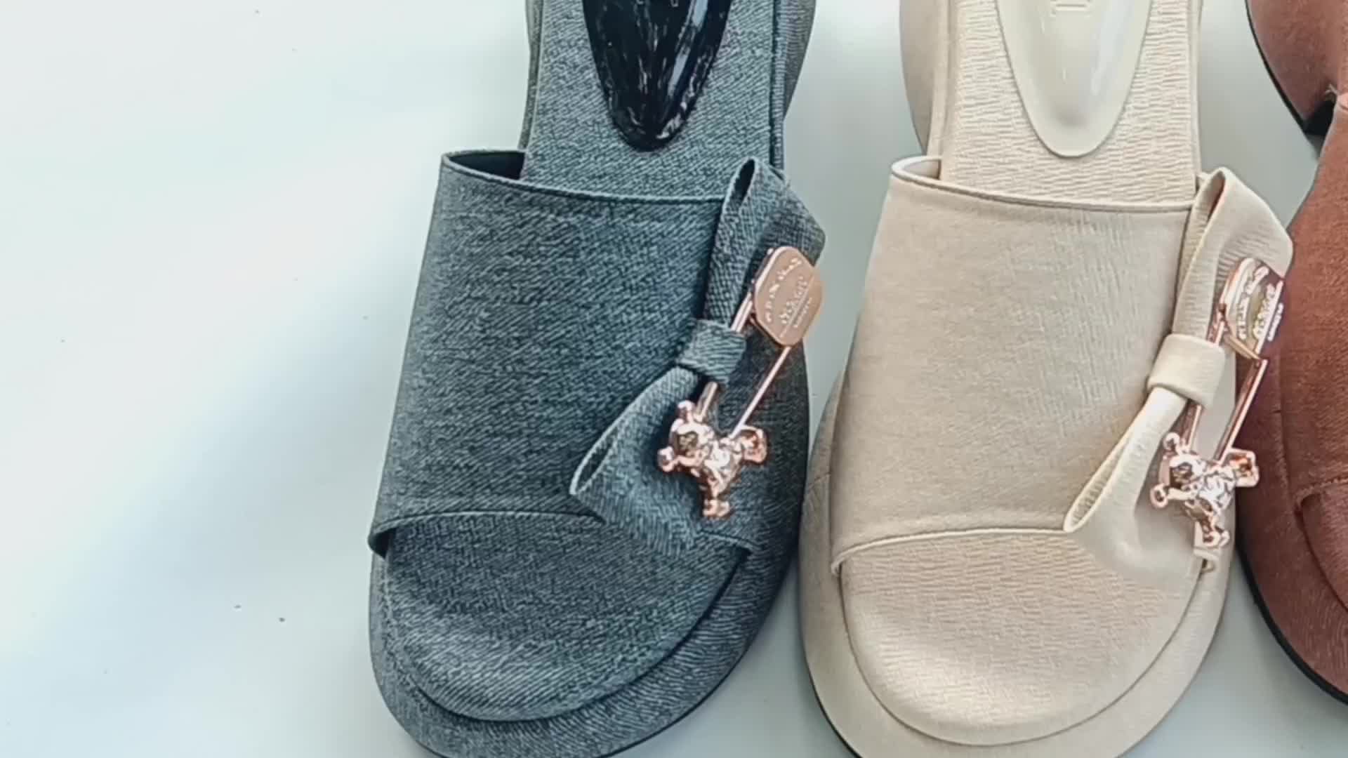 CERRITI Lily - Sandal Wedges Wanita hak 7 cm variasi Pita Trendy dan Elegan sol Antislip - Wedges Mewah