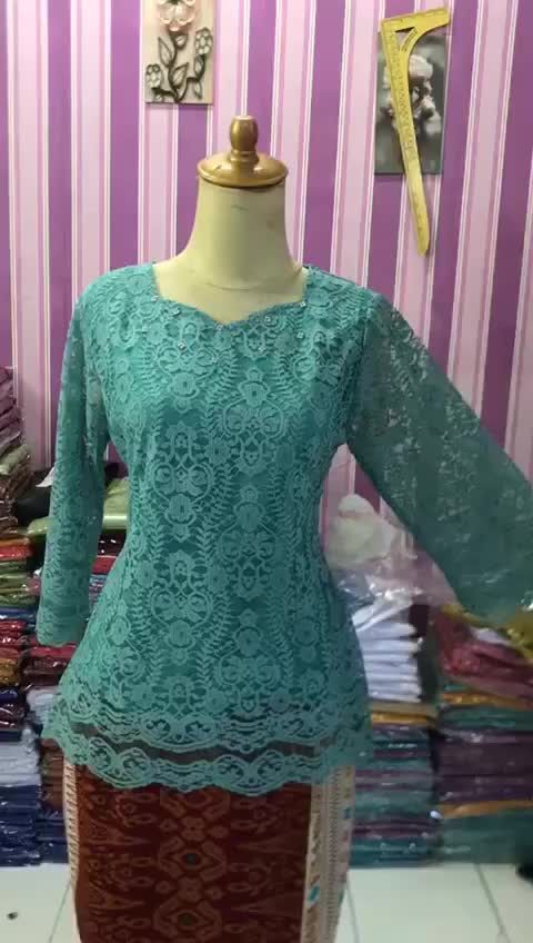 Atasan Kekinian Kebaya/Blouse Lengan Lurus Wanita Premium Mewah Renda Cantik kek Panjang Baju Katun Panjang Baju