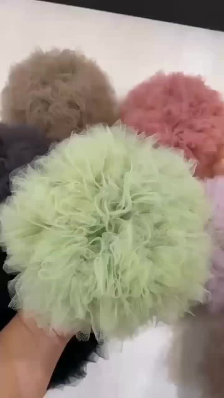SCRUNCHIE Hijab Anti Pusing / Cepol Ikat Rambut Tile Premium Jimbo Wanita tulle premium ikat rambut wanita Karet wools luxury black