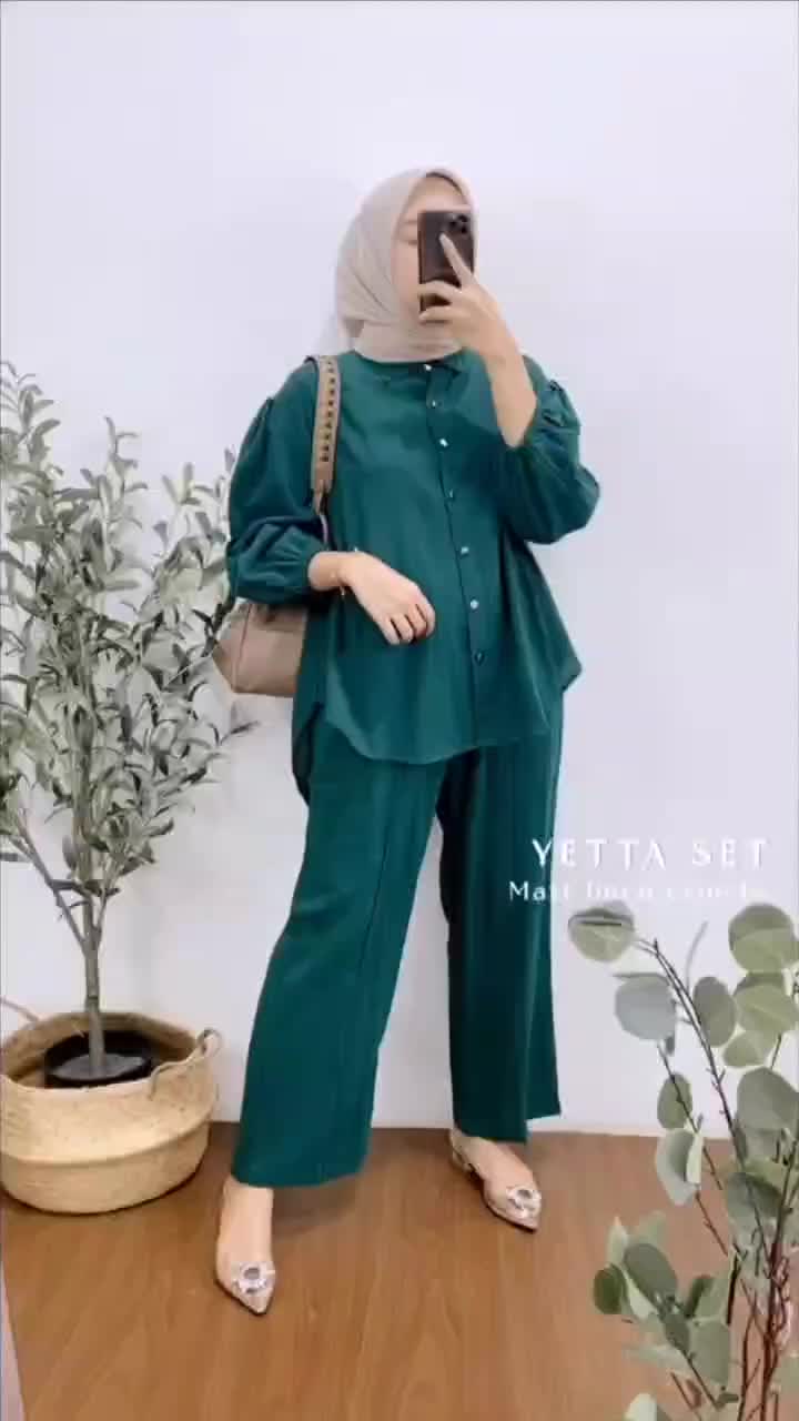 ONE SET YETTA SETELAN WANITA POLOS BAHAN POLO LINEN PREMIUM