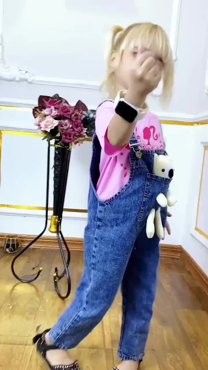 Setelan Anak Perempuan gambar Barbie dan Temi Kodok Katun Lengan Pendek Celana Jeans - Usia 1-7 Tahun - Bunda jumpsuit anak cewek Parsel