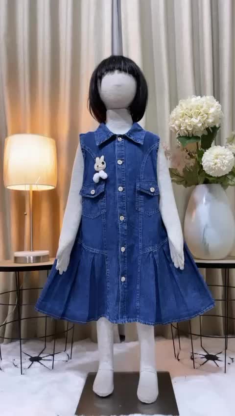 Dress jeans anak perempuan full kancing aktif usia 3 - 10 tahun dress anak tangung gamis jins anak perempuann terbaru 2025 Dress Jins Anak Perempuan Import Korean Style - COD