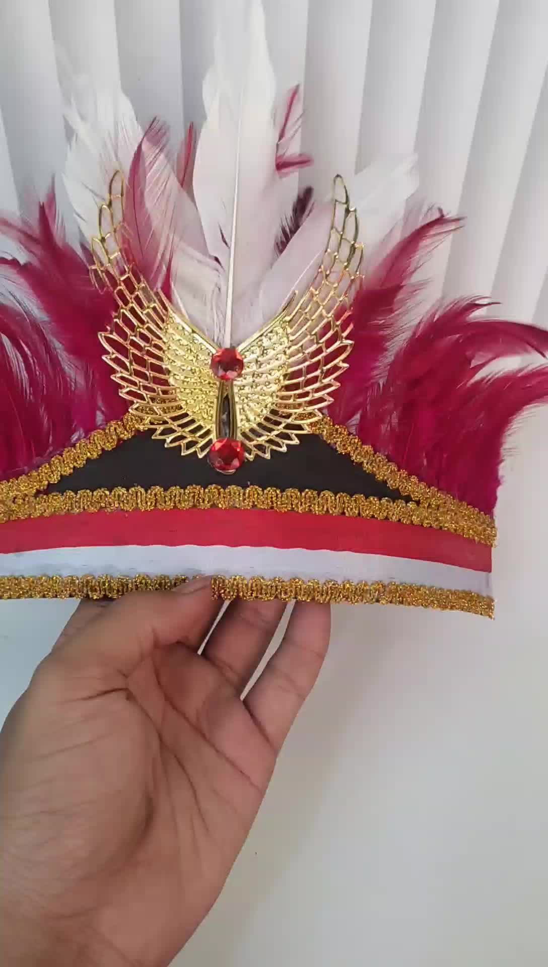 mahkota karnaval bulu merah putih cocok untuk 17 agustus bisa digunakan untuk anak dan dewasa