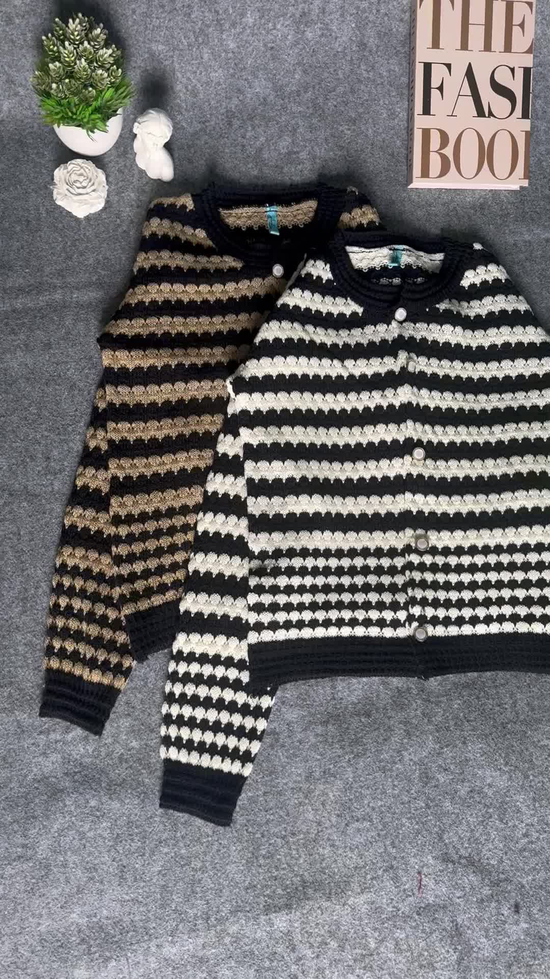 MAMARI Cardigan Popcorn Stripe Kancing Premium/Atasan Wanita Rajut Korean Style Viral Knitwear korea