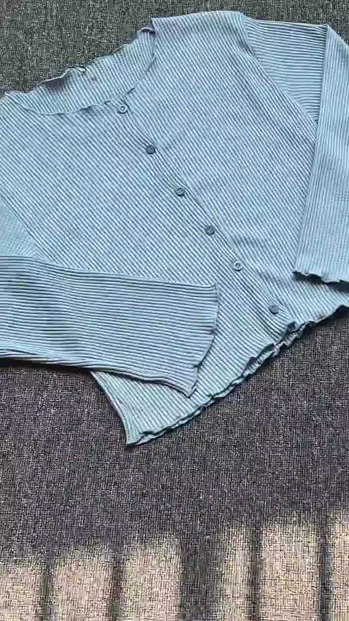 Cardigan Rajut Crop Premium Kancing Depan Wanita Lengan Panjang Terbaru Korean Style Bahan Rib Waffle Kardigan Outer Tebal