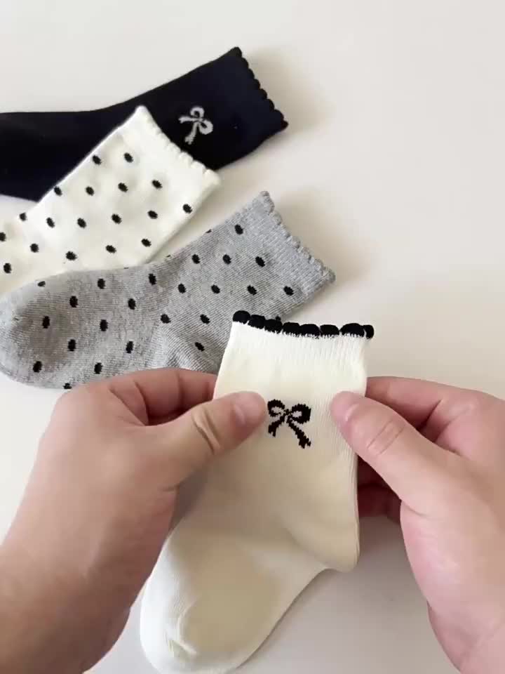 4 in 1 Kaos kaki anak-anak produsen grosir penjualan langsung kaos kaki renda polkadot busur anak perempuan kaos kaki putri lucu serbaguna