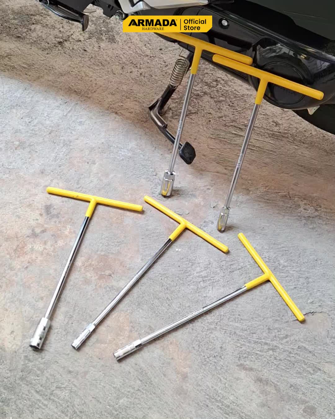 Kunci Sok T CRV SET 5 / 4 / 3 PCS Gagang Karet ARMADA T-type Socket Wrench Sock Shock Full Set Lengkap