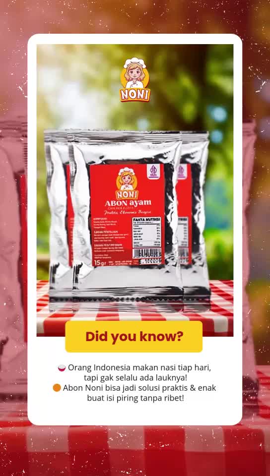 Abon Noni - Abon Noni Sachet isi 10 - Abon Ayam Lezat, Praktis, dan Sehat  Food Snack Cemilan premium Makanan Manis Kering