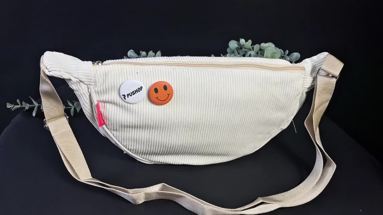 (Gratis Pin) PUSHOP Tas Selempang Corduroy Pria Wanita LOLY - Slingbag Corduroy Uniseks FREE 2 PIN BROS Sling bag Casual Terbaru