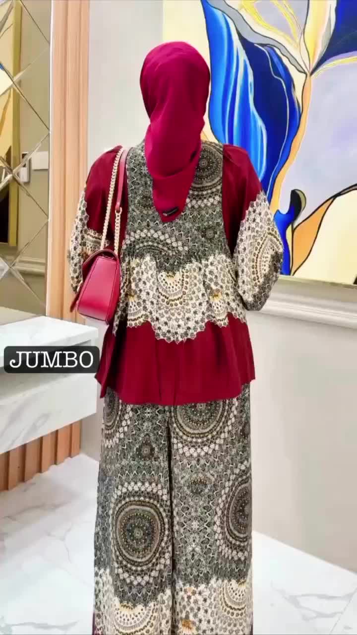 Setelan Rayon One shet Aurel motif viral kekinian Ld jumbo Celana Nyaman
