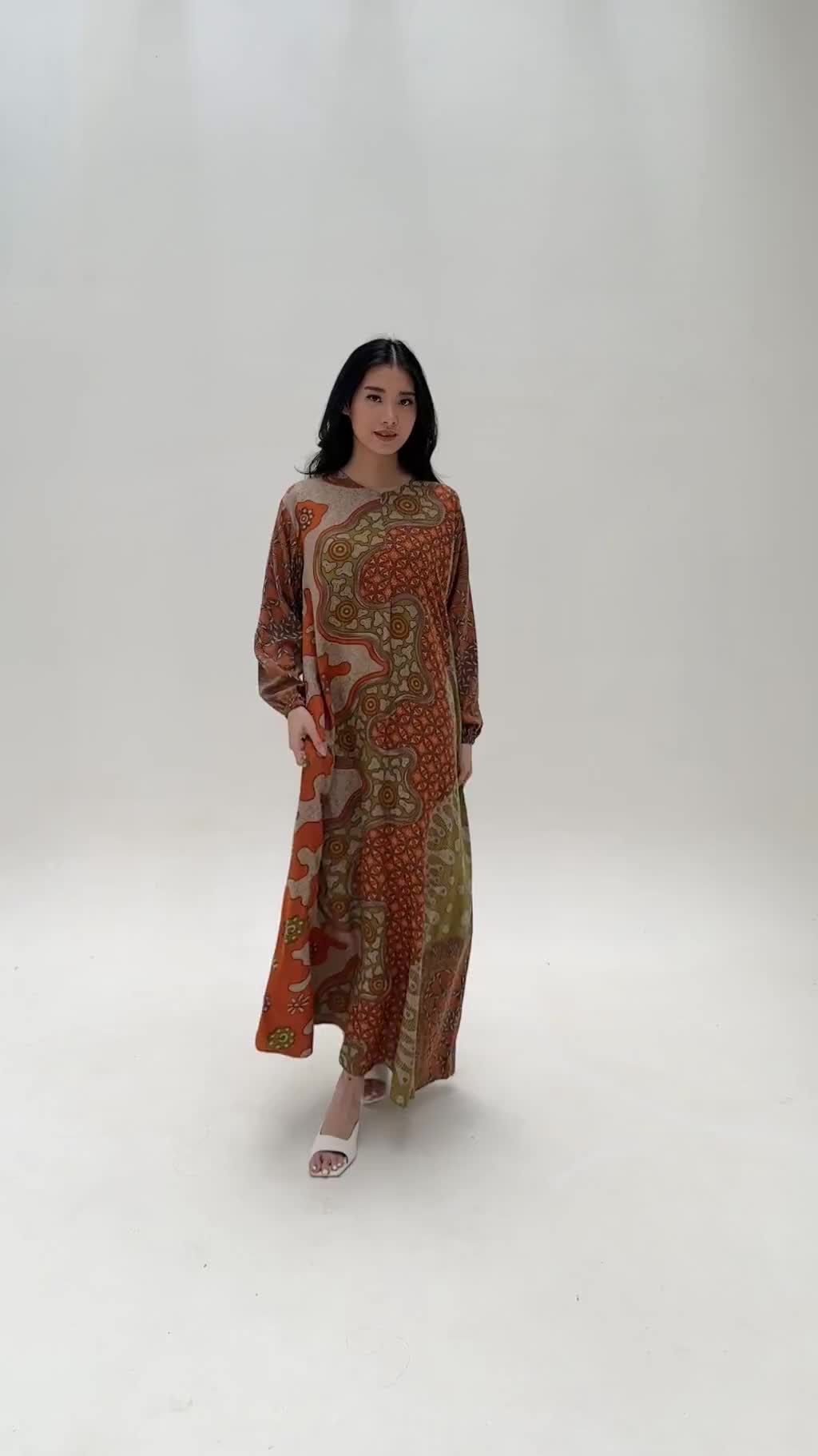 Kaftan Abaya Longdress Batik Busui Resleting Depan Motif Bahan Rayon Premium Mewah Jumbo