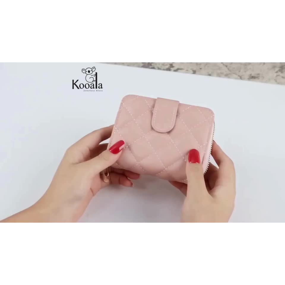 Dompet Lipat Wanita Ruth Korean Slot Kartu Mini Kasual Resleting Koin Model Kotak Kotak