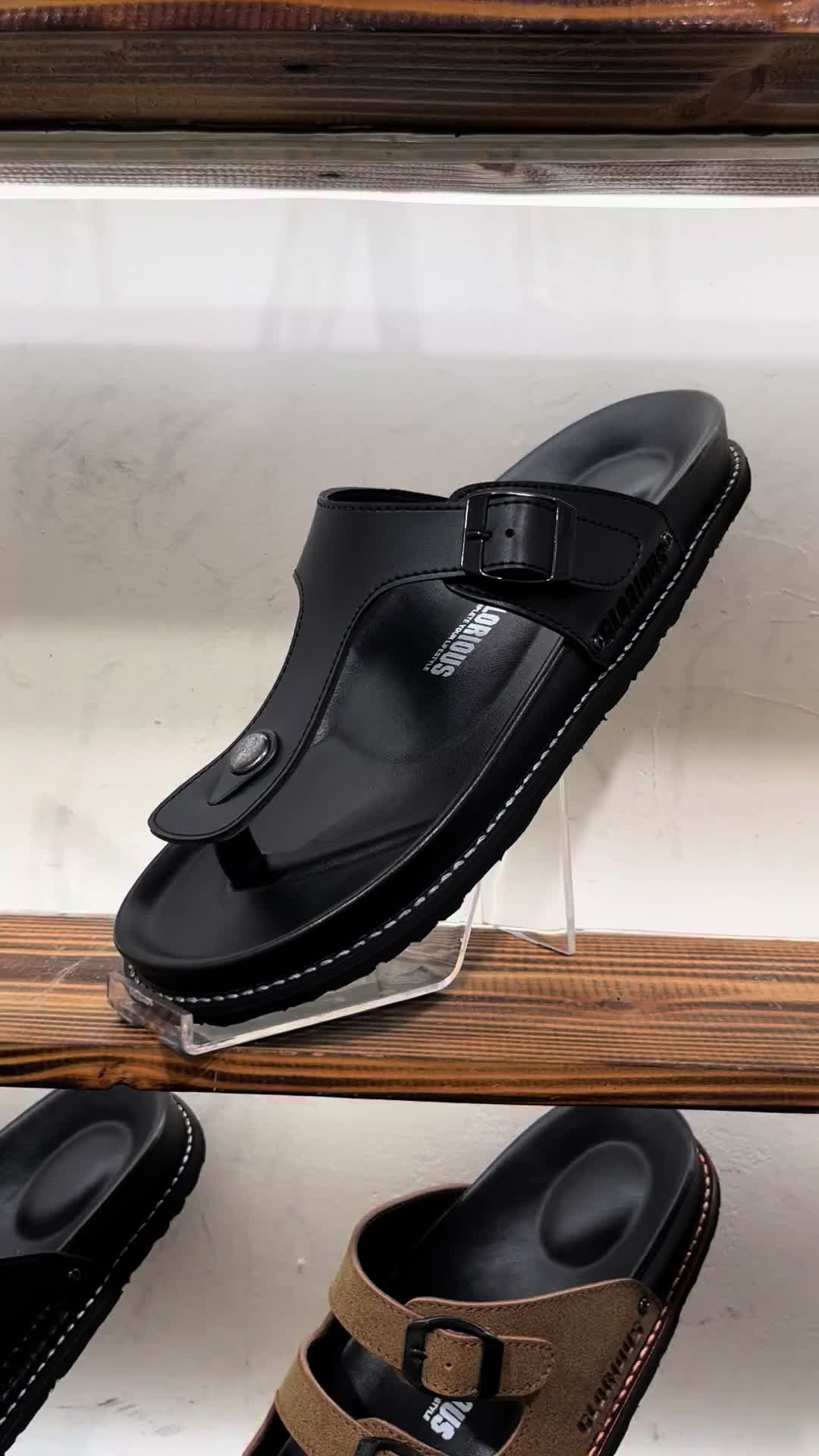 GLORIOUS - Zero Strong Black Sandal Jepit Kulit Pria Wanita Distro Formal Kasual Santai Empuk Nyaman Simple Hitam Sendal