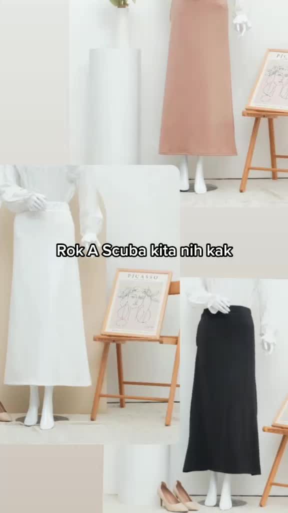 Rok Kerja A Line Scuba  Rok Scuba  Murah Rok Kuliah A-Line Santai Polos