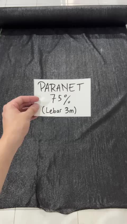 Jaring Paranet 75% Grade A ( Lebar 3 meter x Panjang 5 meter ) untuk Peneduh / Tirai Outdoor Hitam Penahan Panas Sinar Matahari
