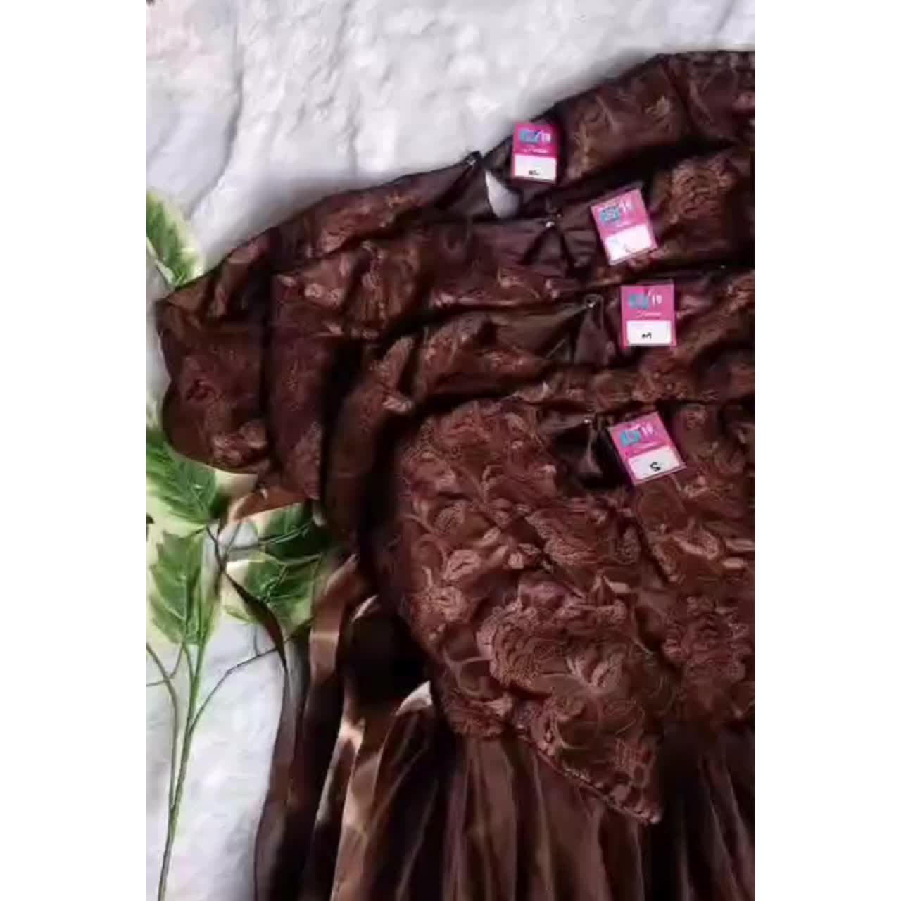 Gamis Muslim Anak Warna Mahogany Baju Gamis Brukat Tutu Syari Anak Cewek 4-11 Tahun