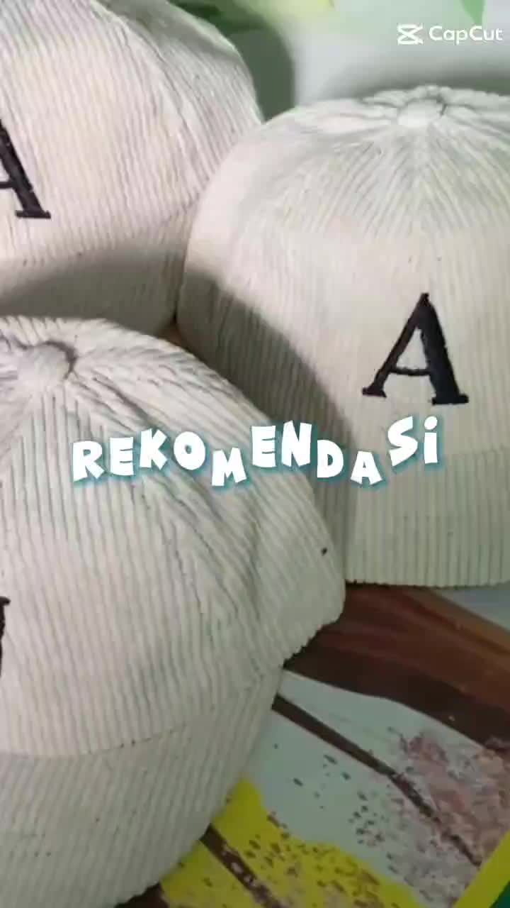 Topi Anak Cewek Cowok FREE NAMA INISIAL A-Z Warna Cream Dan Hitam Bahan Korduroy |  Usia 6 Bulan - 3 Tahun Bayi Baseball