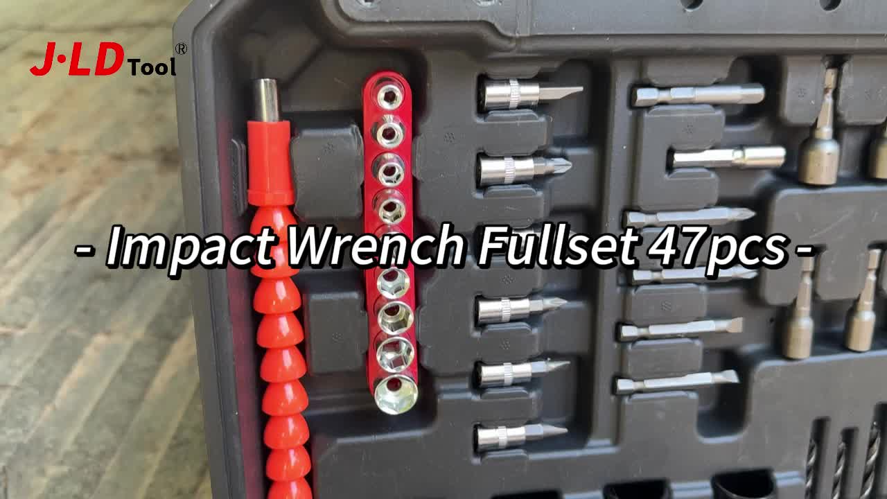 JLD Impact full set murah 47pcs Impact jld tool 88v original Torsi 350NM bor impact pembuka baut 1/2“ 13mm Socket