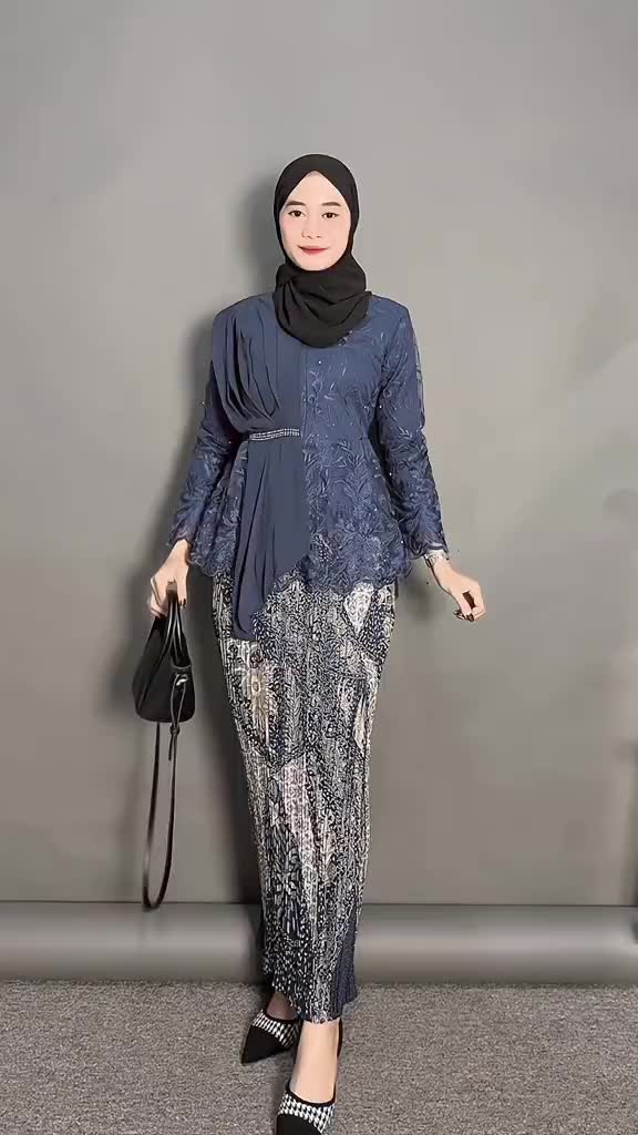 Agnakebaya - Setelan kebaya selendang aurora /kebaya tunangan /kebaya wisuda modern / Kebaya lamaran dress Pesta Atasan Baju Brokat  Kondangan  Wanita  Mewah  Panjang Silk Tebal Tangan Mutiara Tunik Remaja Gold style Kain Dewasa hitam