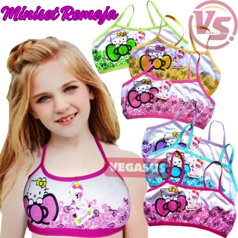 6Pcs Miniset Anak Perempuan SD-SMP Remaja ABG 6-12Tahun-Miniset karakter Hello Kitty Tali Kecil Fashion xl 13-14 tahun