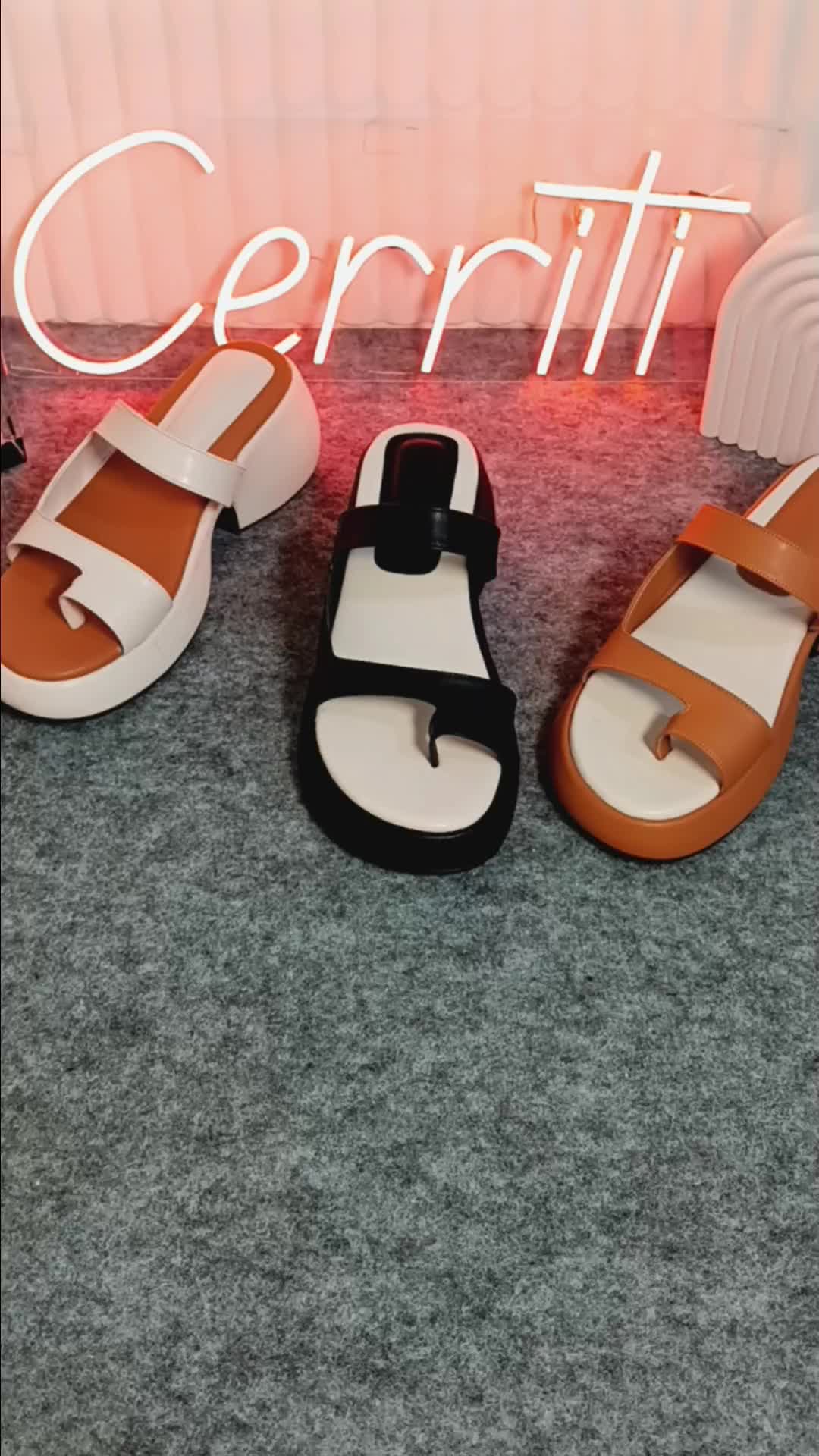 CERRITI Wilona - Sandal Wedges Two Tone Wanita tinggi hak 7 cm Elegan dan Trendy - Sandal Mewah