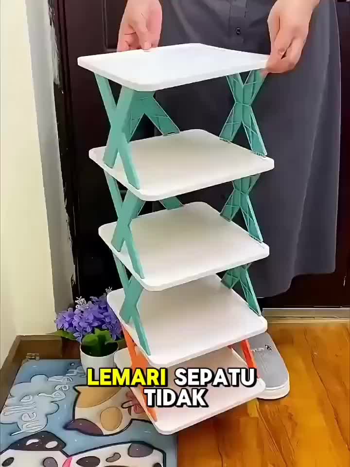 COD Rak Sepatu X 6 - 9 Tingkat Model Mudah Susun Bisa Diatur Rak Sepatu Plastik Anti Rayap Hemat Tempat - Rak Penyimpanan Rumah Furniture - Sendal Putih