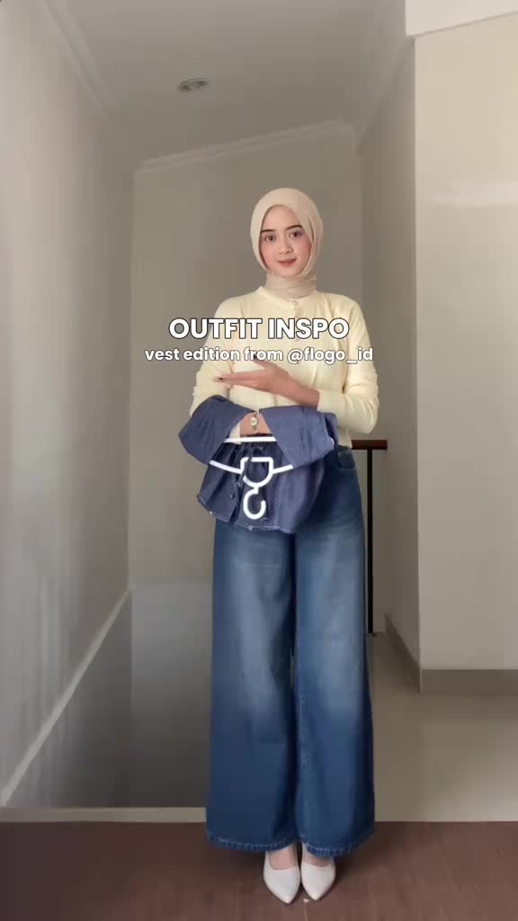 Vest Outer Rompi Wanita Tali Kancing Soft Jeans Bella