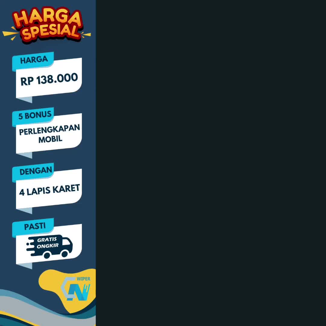 [Tanpa Bonus] Wiper Quad Blade 4 Lapis Karet Untuk Semua Tipe Mobil 1 Set (Kiri dan Kanan) Tanpa Rangka Besi