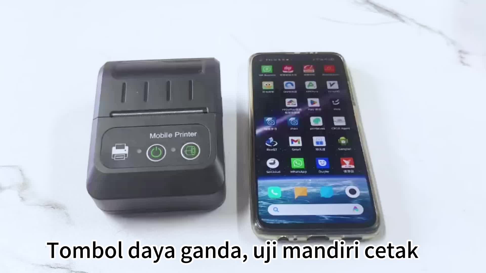 Kertas Hadiah Gratis * 3 Rol PRINTER BLUETOOTH MINI PORTABLE PRINTER THERMAL 58MM CETAK RESI NOTA STRUK PENJUALAN Paper Label Mesin Cetak Resi