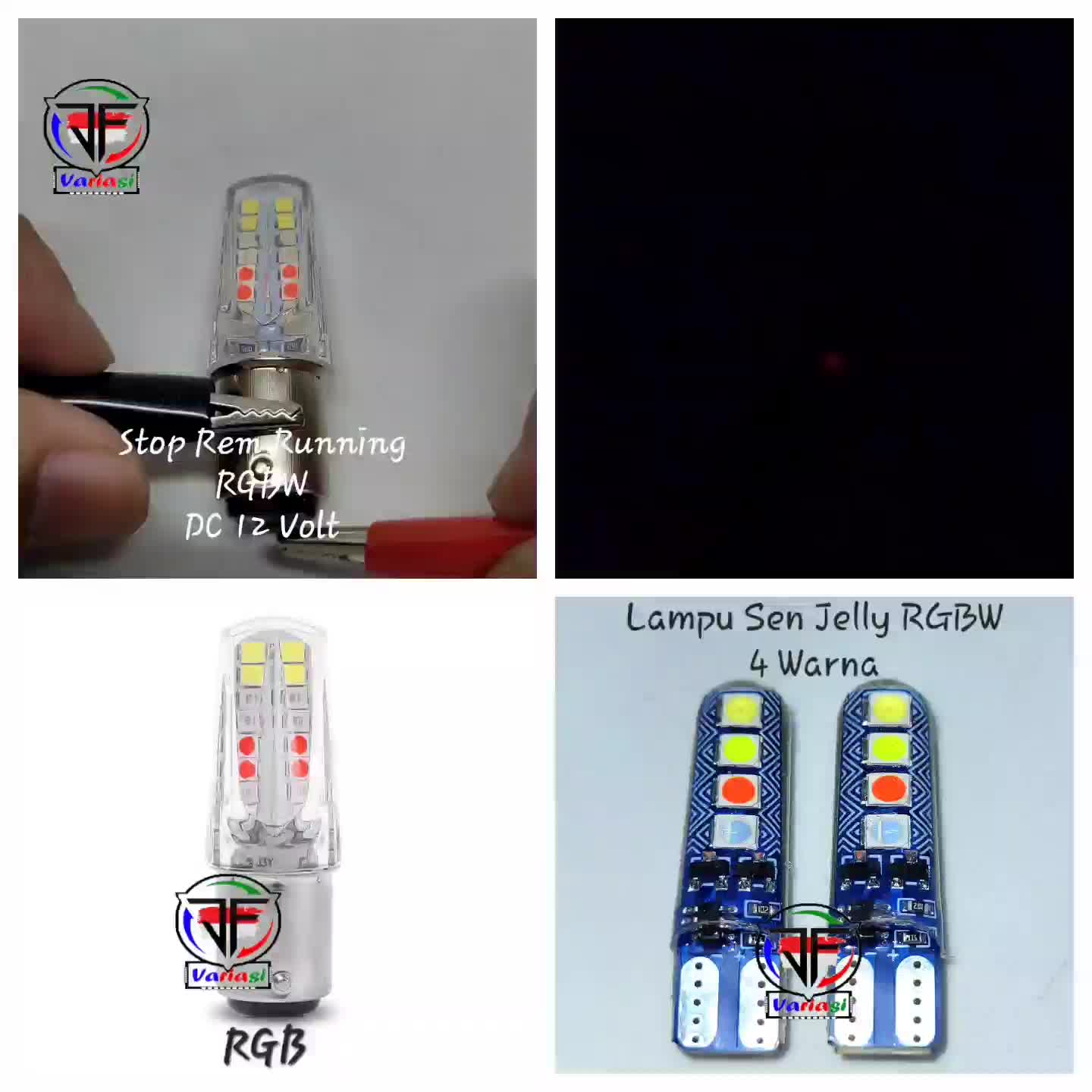 Paket Lampu Stop Rem Pyramid Bolvan 4 Warna RGBW LED & Lampu Sein Sen Depan Belakang Jelly RGBW 4 Warna Running Flash DC 12 Volt Universal Car Kendaraan