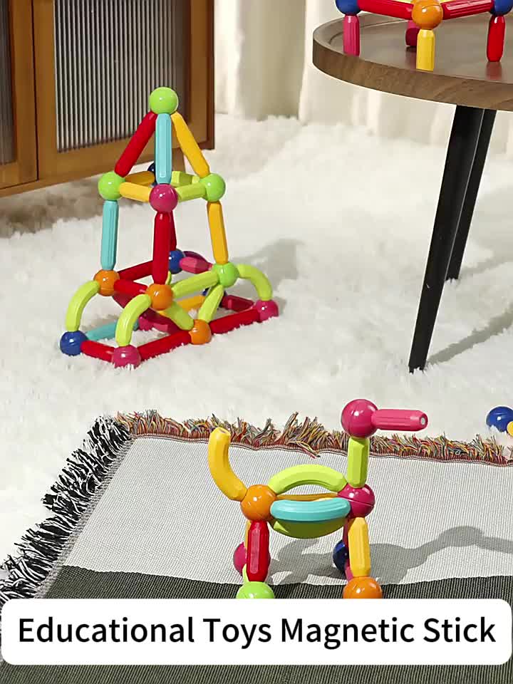 Funtopia 130 pcs Puzzle Magnetik Tongkat & Bola Mainan Pendidikan Awal Pengembangan Intelektual Montessori Dirakit Magnet Blok Bangunan untuk Anak Laki-laki dan Perempuan Hadiah Kotak Toys fun