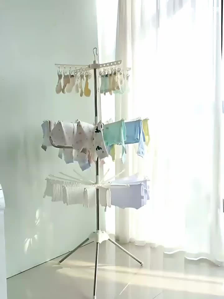 Jemuran Menara 3 Susun Jemuran Lipat Minimalis Jemuran Baju Kaos Kaki Celana Dalam Jemuran Portable Menara Lipat Stainless